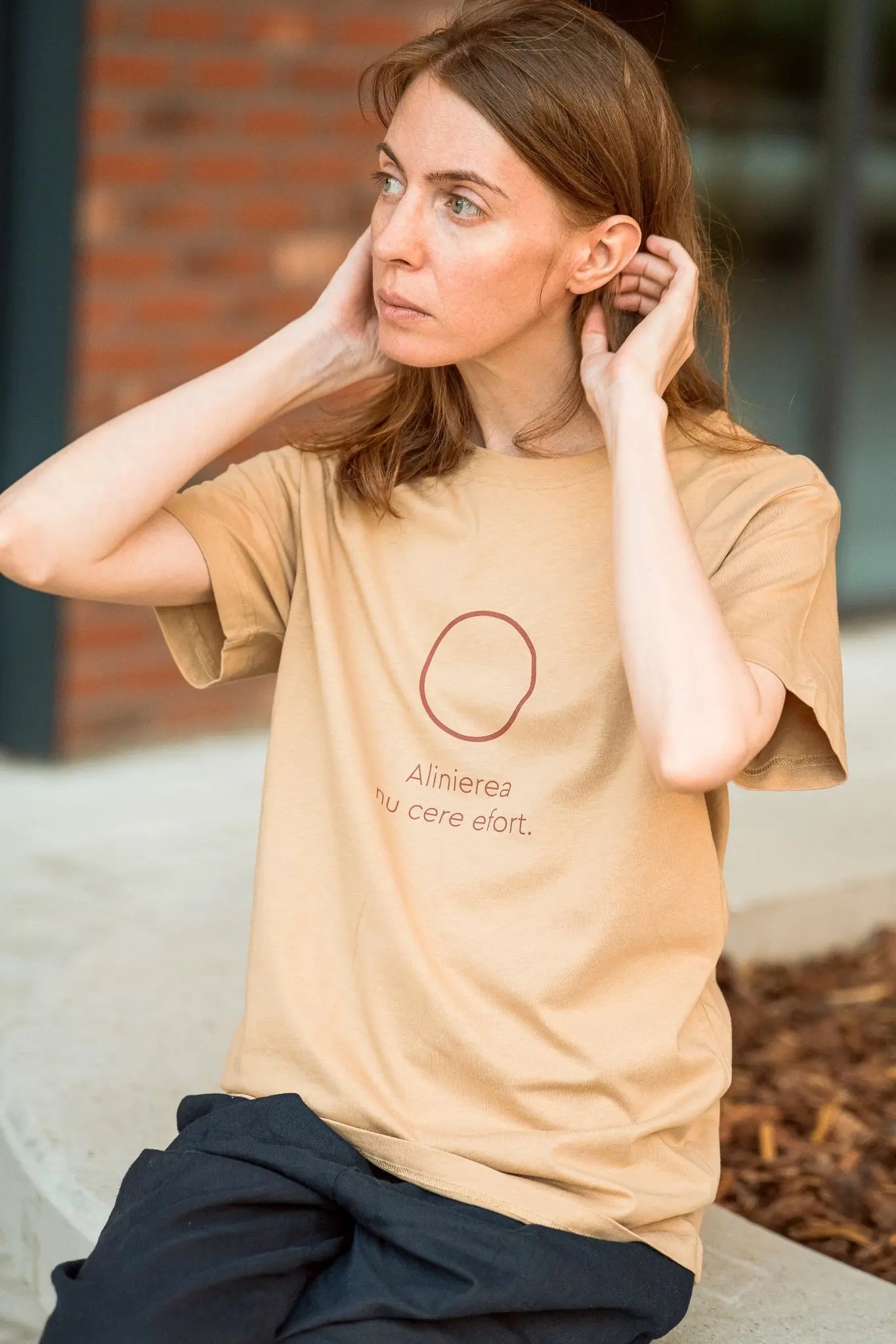 Alinierea nu cere efort - tricou S din bumbac 100% - colecția FIRESC Tricou unisex - slow fashion România
