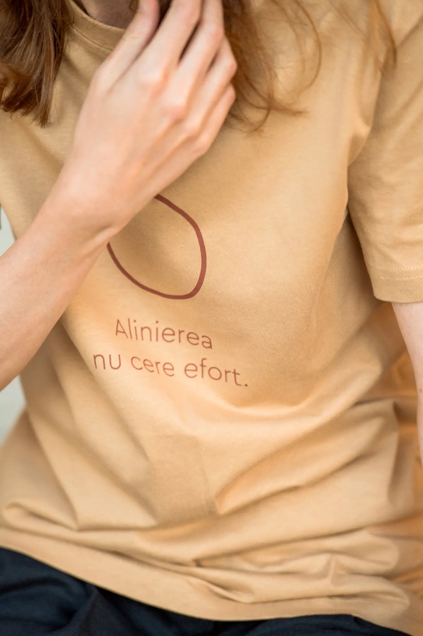 Alinierea nu cere efort - tricou S din bumbac 100% - colecția FIRESC Tricou unisex - slow fashion România