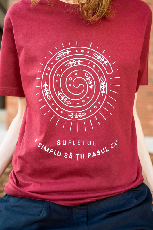E simplu să ții pasul cu sufletul - tricou S din bumbac 100% - colecția FIRESC Tricou unisex - slow fashion România