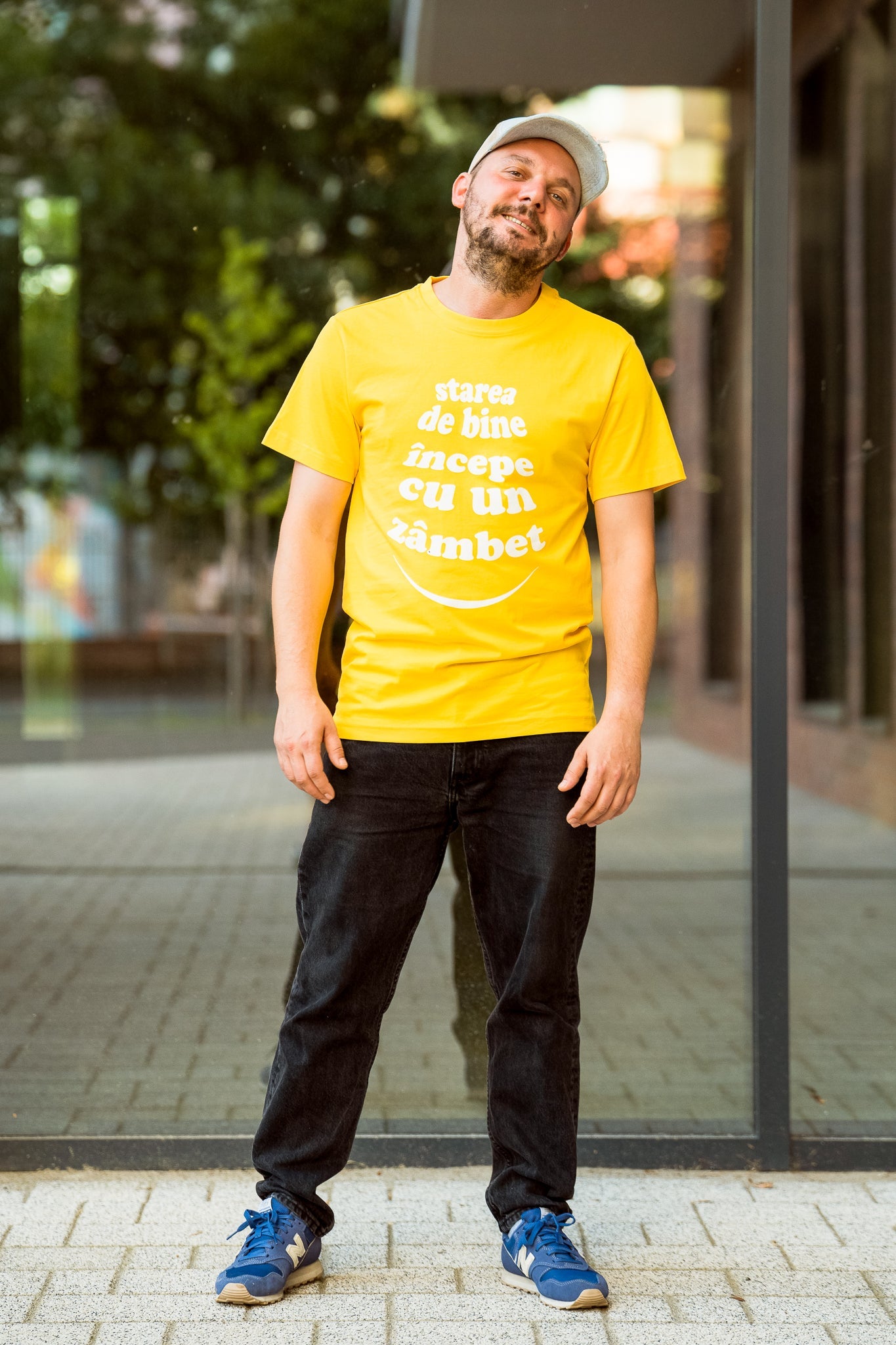 Starea de bine începe cu un zâmbet - tricou S din bumbac 100% - colecția FIRESC Tricou unisex - slow fashion România