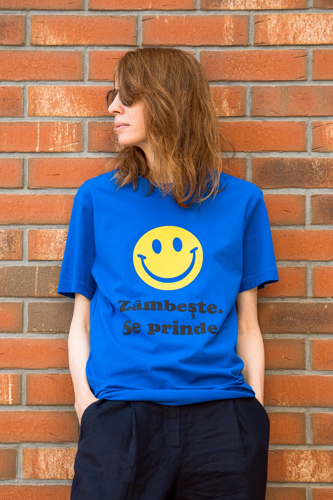 Zâmbește. Se prinde. - tricou S din bumbac 100% - colecția FIRESC Tricou unisex - slow fashion România