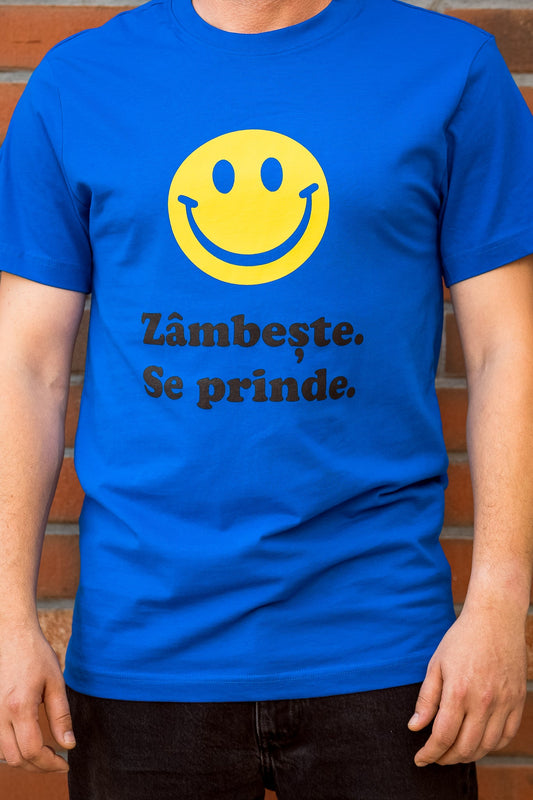 Zâmbește. Se prinde. - tricou S din bumbac 100% - colecția FIRESC Tricou unisex - slow fashion România