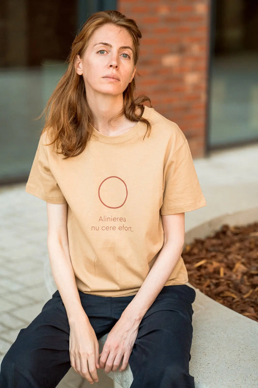Alinierea nu cere efort - tricou S din bumbac 100% - colecția FIRESC Tricou unisex - slow fashion România