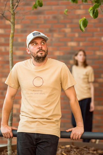 Alinierea nu cere efort - tricou S din bumbac 100% - colecția FIRESC Tricou unisex - slow fashion România