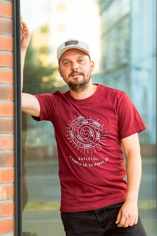 E simplu să ții pasul cu sufletul - tricou S din bumbac 100% - colecția FIRESC Tricou unisex - slow fashion România