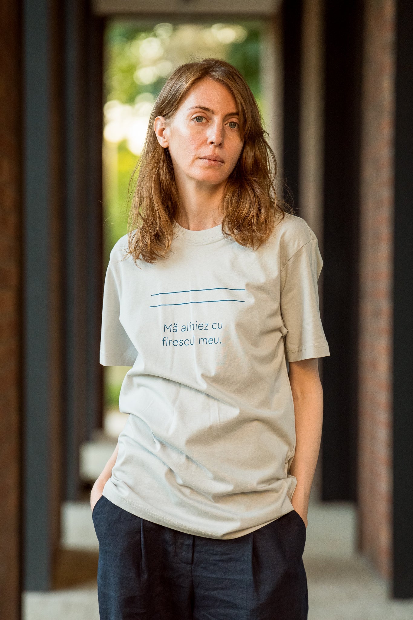 Mă aliniez cu firescul meu - tricou S din bumbac 100% - colecția FIRESC Tricou unisex - slow fashion România
