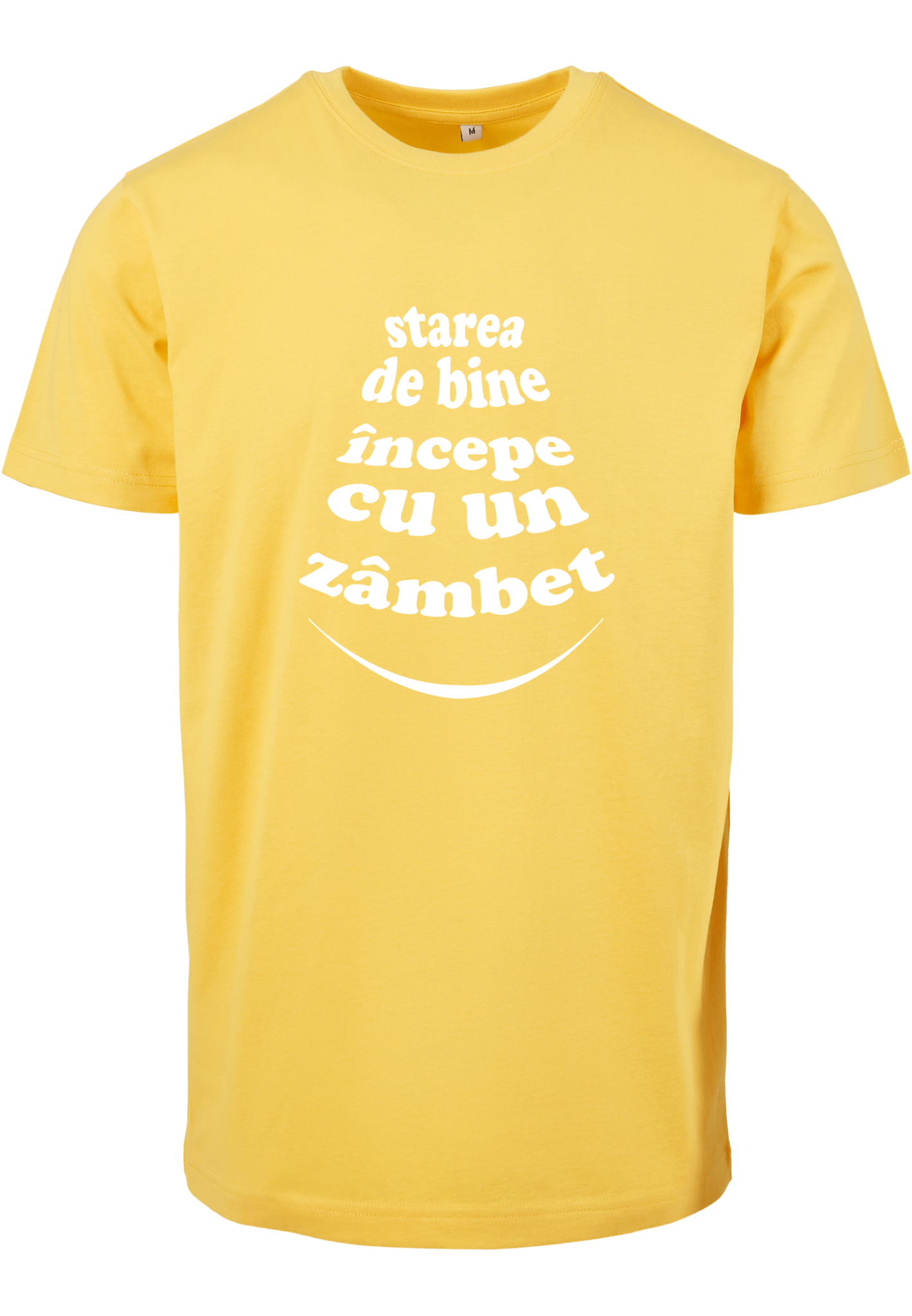 Starea de bine începe cu un zâmbet - tricou S din bumbac 100% - colecția FIRESC Tricou unisex - slow fashion România
