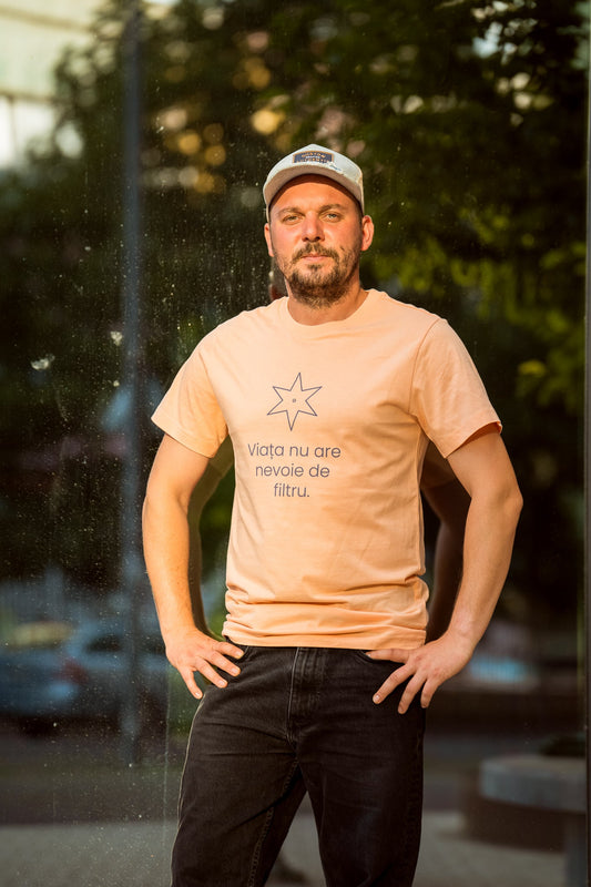 Viața nu are nevoie de filtru - tricou S din bumbac 100% - colecția FIRESC Tricou unisex - slow fashion România
