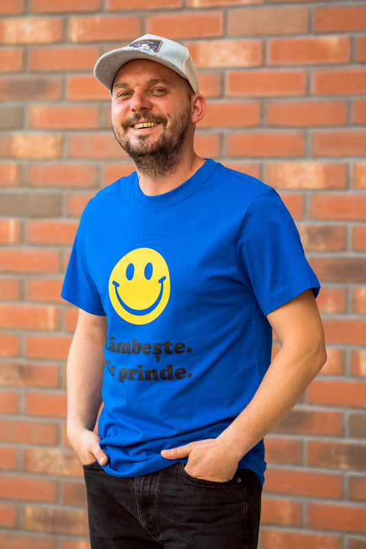 Zâmbește. Se prinde. - tricou S din bumbac 100% - colecția FIRESC Tricou unisex - slow fashion România